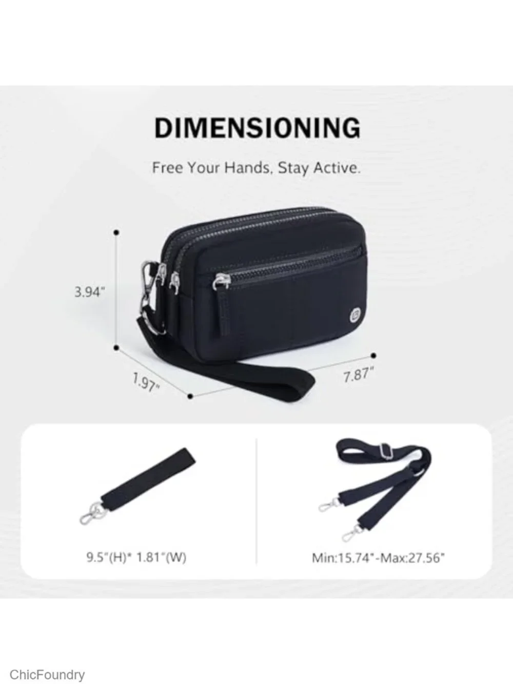 Nylon Crossbody Wristlet Purse with RFID Blocking, Phone Organizer